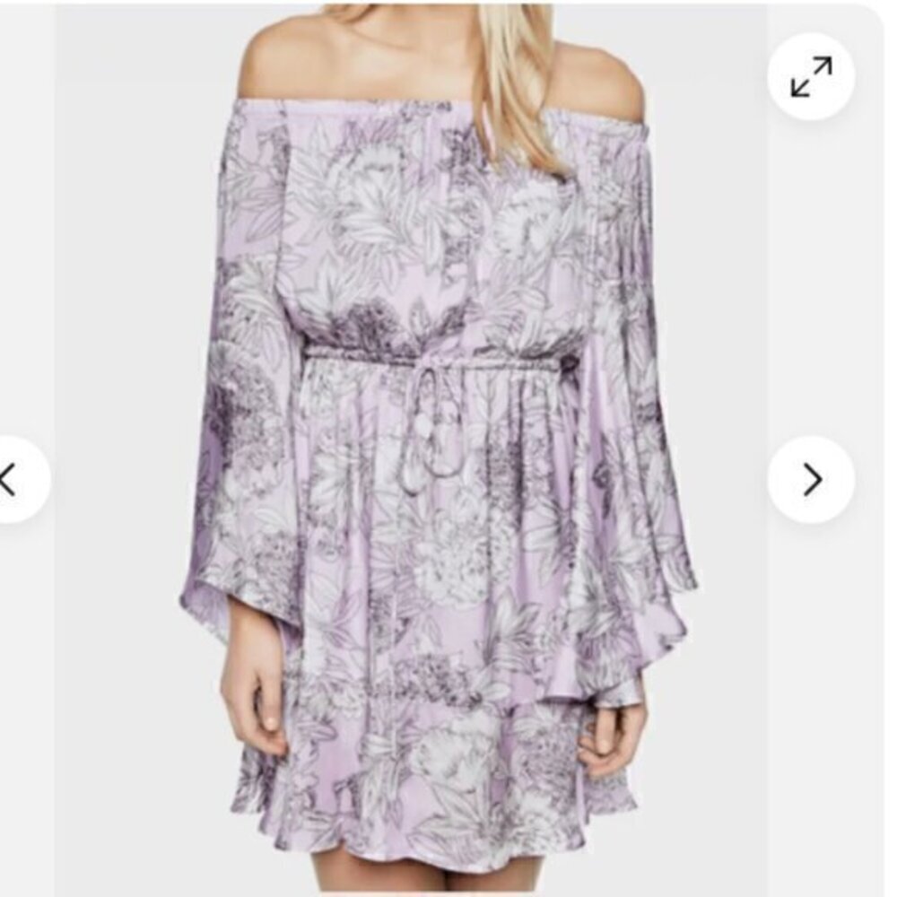 Bardot Britt Lavender Floral Off The Shoulder Dress | Size 6 Cottagecore